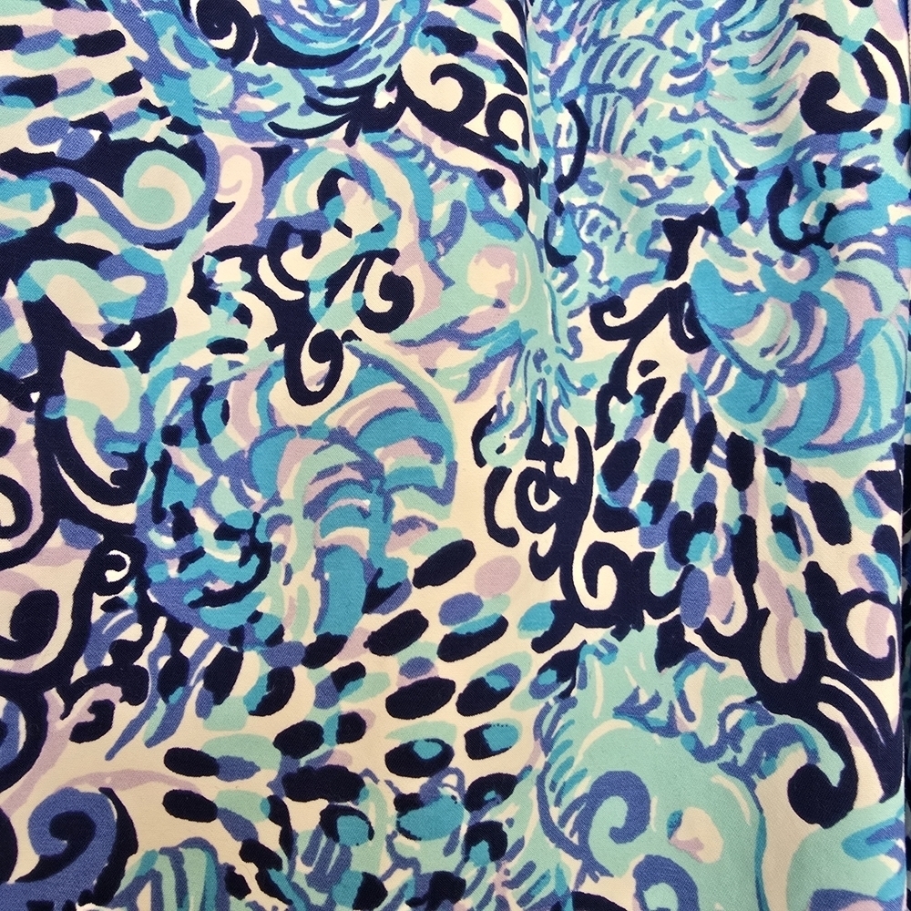 NWT Lilly Pulitzer Capri Light Aqua Spritz Blue and White Swirl Print Swim Trunk - Picture 3 of 4